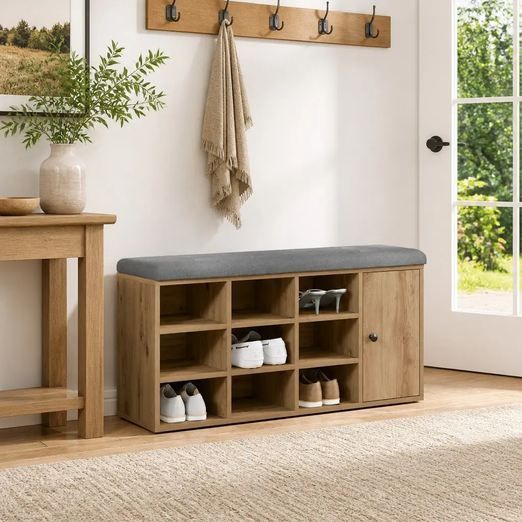 Entryway Storage Bench with Padded Seat