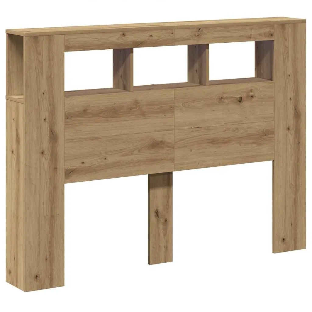 LED Headboard Brown Engineered Wood Modern Bedroom Furniture with RGB Lights 140 x 18.5 x 103.5 cm