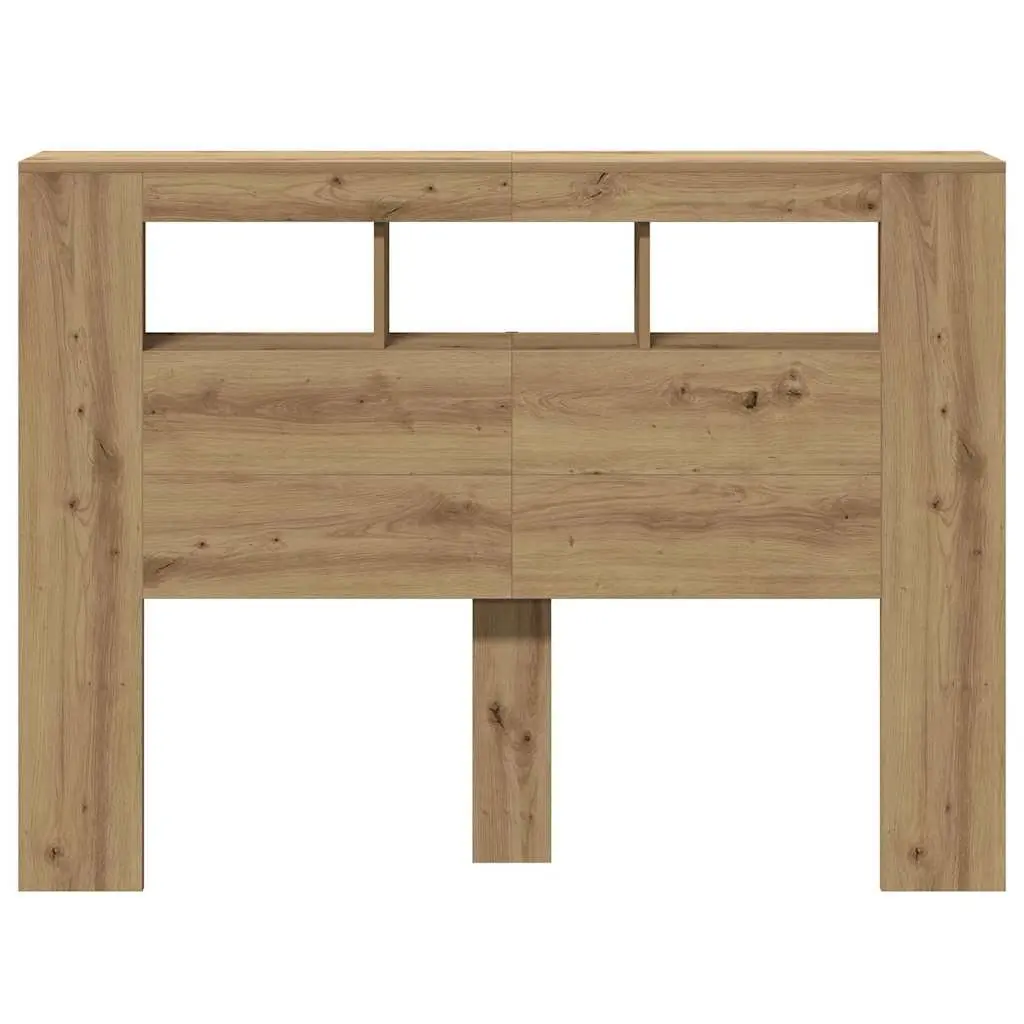 LED Headboard Brown Engineered Wood Modern Bedroom Furniture with RGB Lights 140 x 18.5 x 103.5 cm