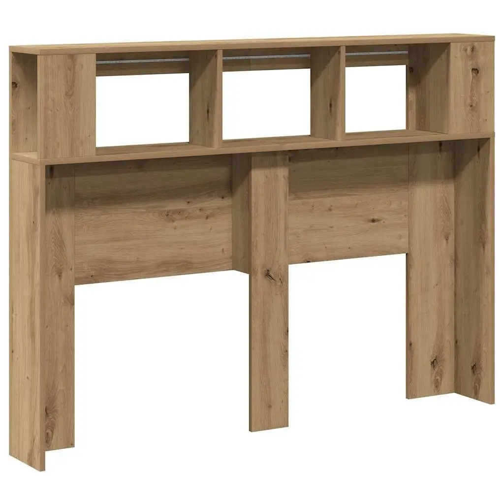 LED Headboard Brown Engineered Wood Modern Bedroom Furniture with RGB Lights 140 x 18.5 x 103.5 cm