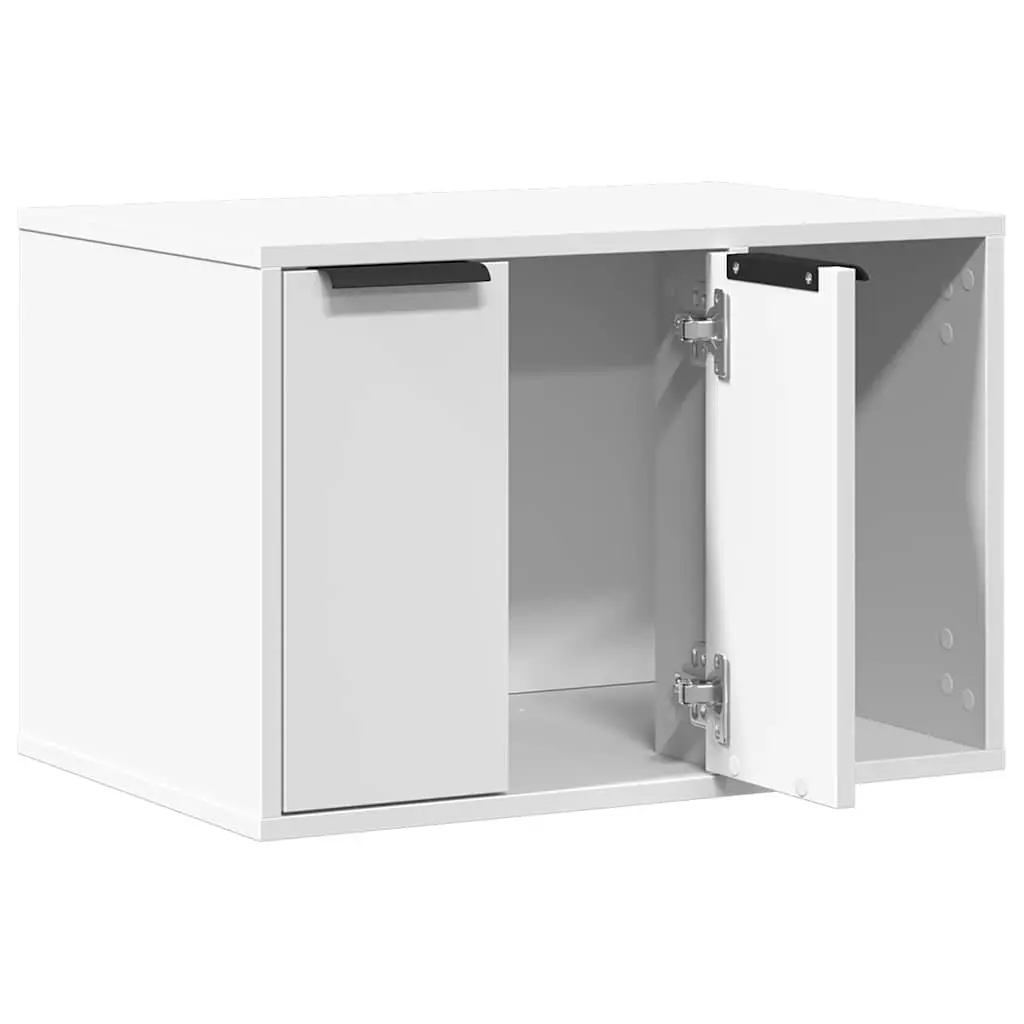 Cat Litter Box Enclosure Cabinet White Engineered Wood Hidden Furniture Storage