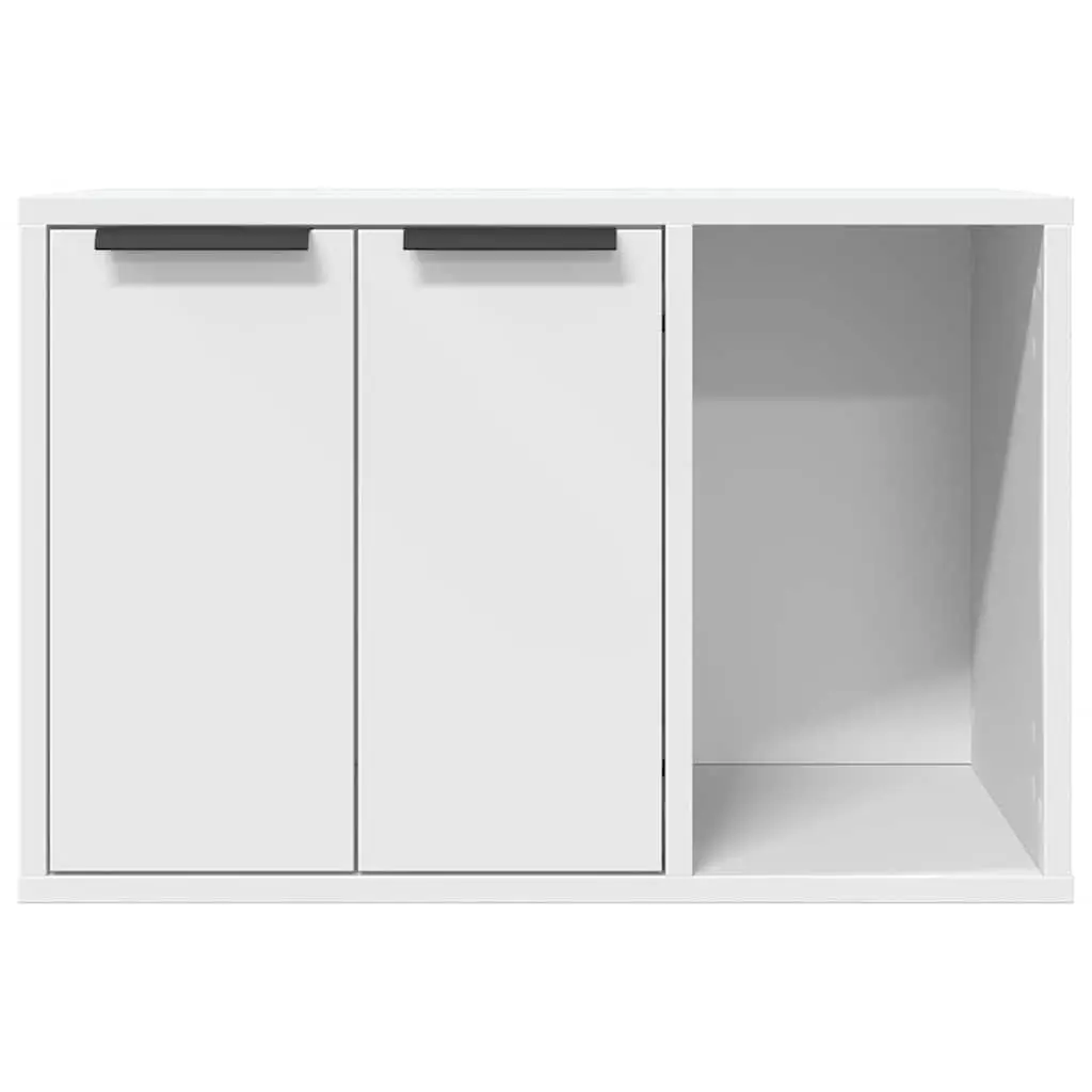 Cat Litter Box Enclosure Cabinet White Engineered Wood Hidden Furniture Storage