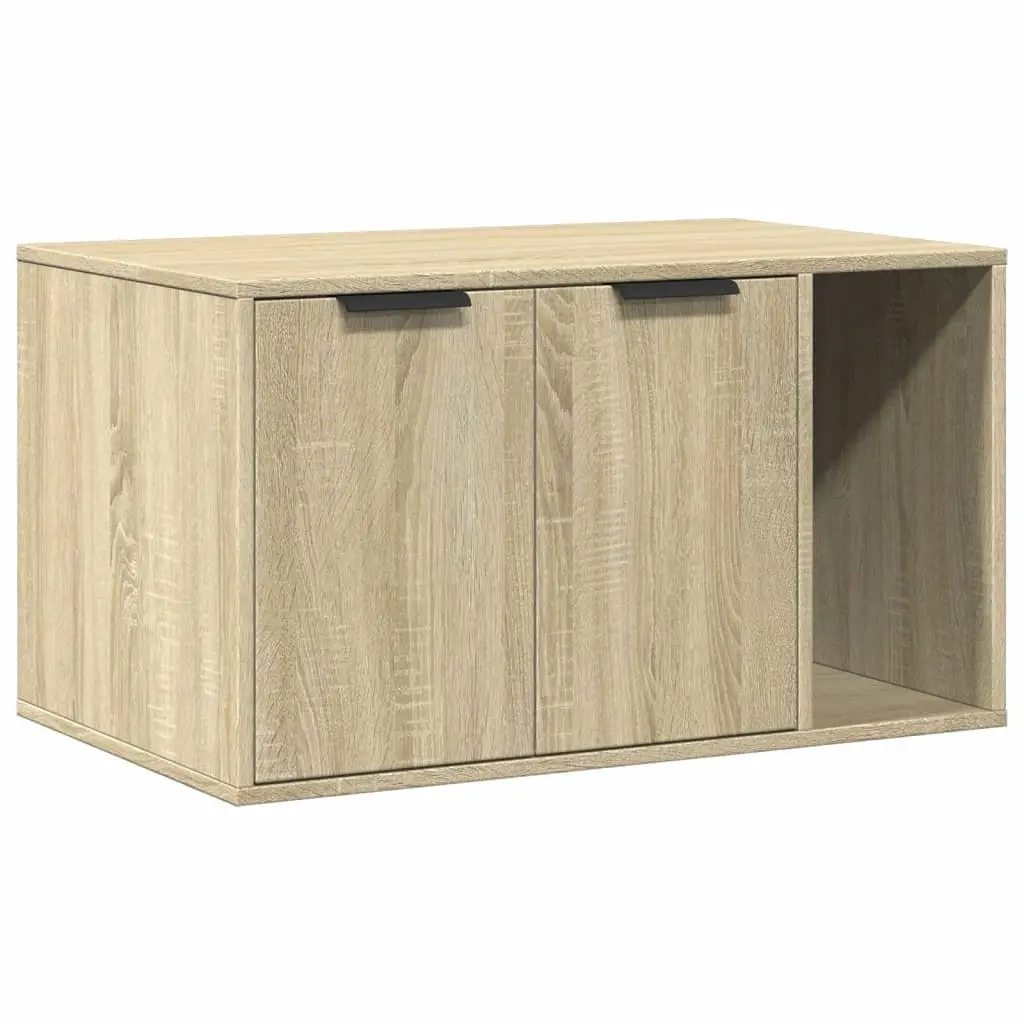 Cat Litter Box Enclosure Brown Engineered Wood Side Table Storage Cabinet 80 x 50 x 45 cm