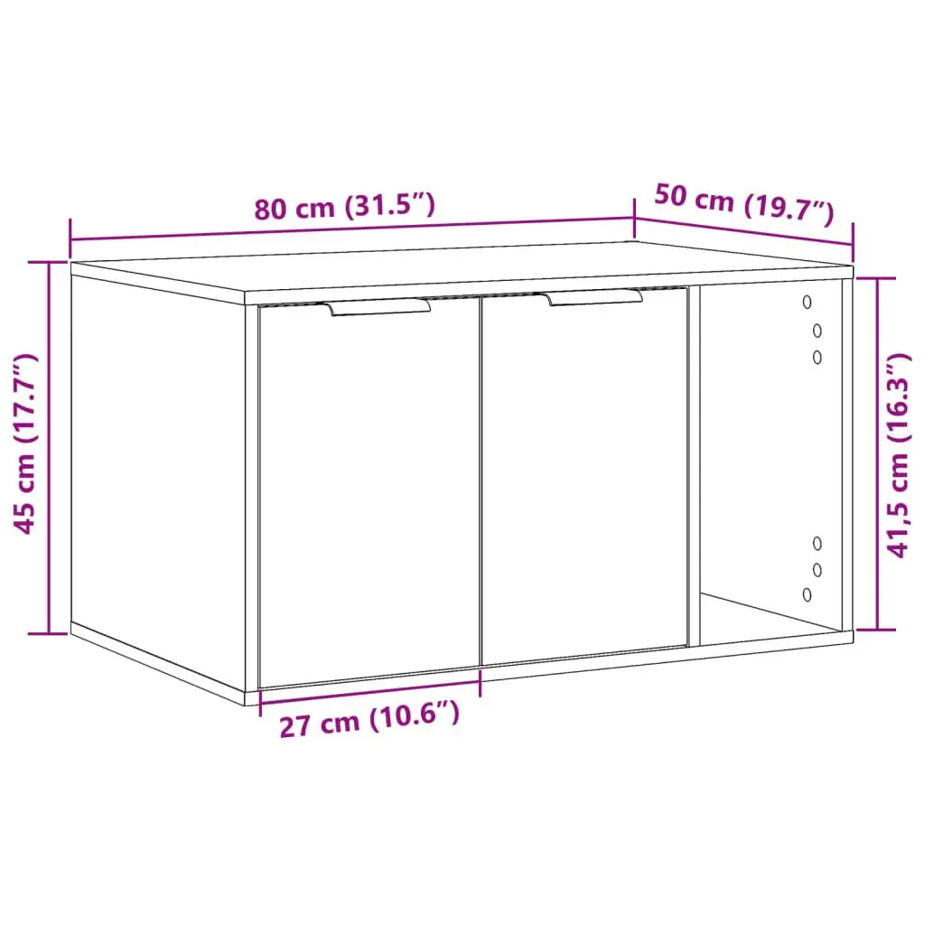 Cat Litter Box Enclosure Brown Engineered Wood Side Table Storage Cabinet 80 x 50 x 45 cm