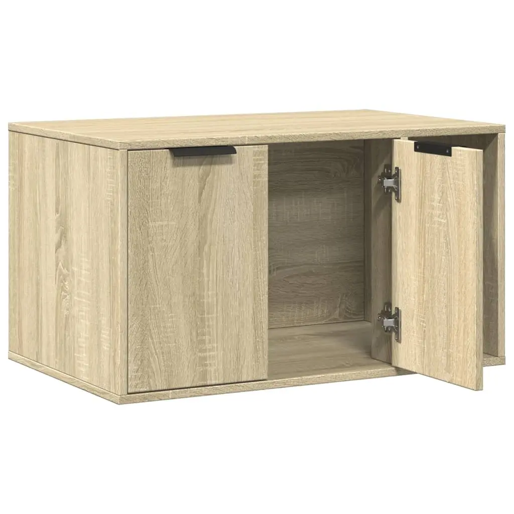 Cat Litter Box Enclosure Brown Engineered Wood Side Table Storage Cabinet 80 x 50 x 45 cm