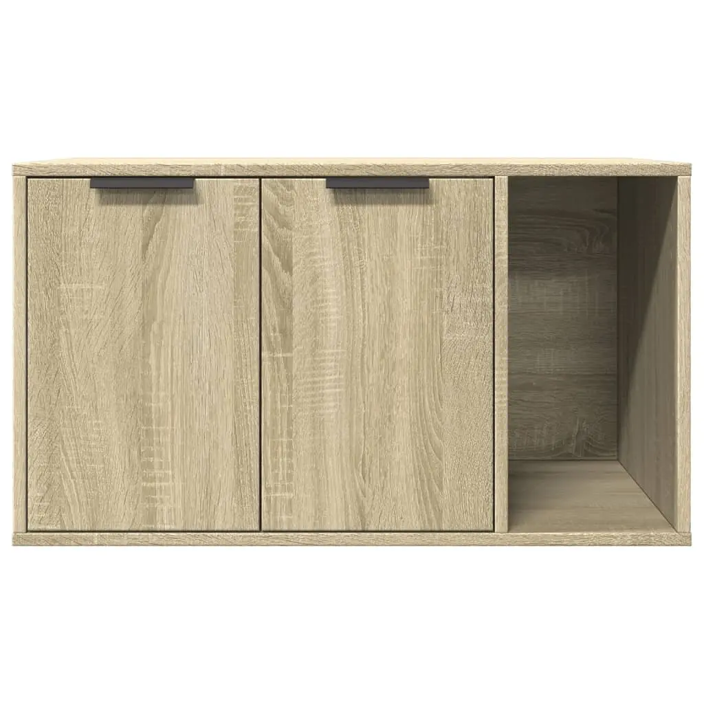 Cat Litter Box Enclosure Brown Engineered Wood Side Table Storage Cabinet 80 x 50 x 45 cm