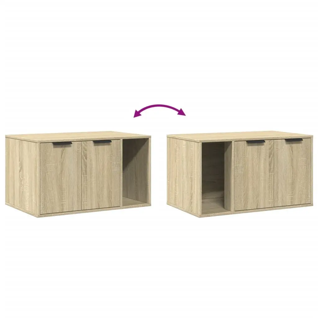 Cat Litter Box Enclosure Brown Engineered Wood Side Table Storage Cabinet 80 x 50 x 45 cm