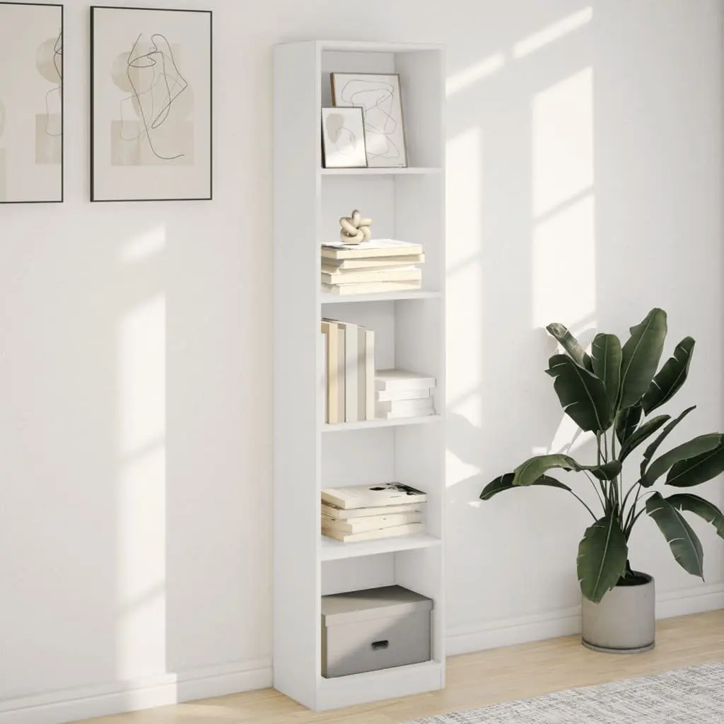White Bookcase 40x24x176 cm for Home Organization
