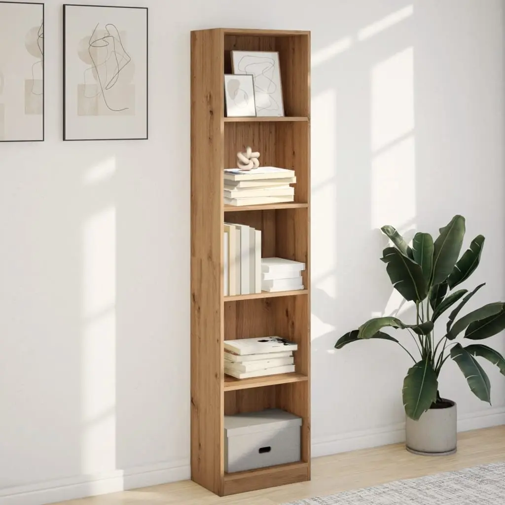 Bookcase Brown Engineered Wood Open Shelving Storage Unit 40W x 24D x 176H cm