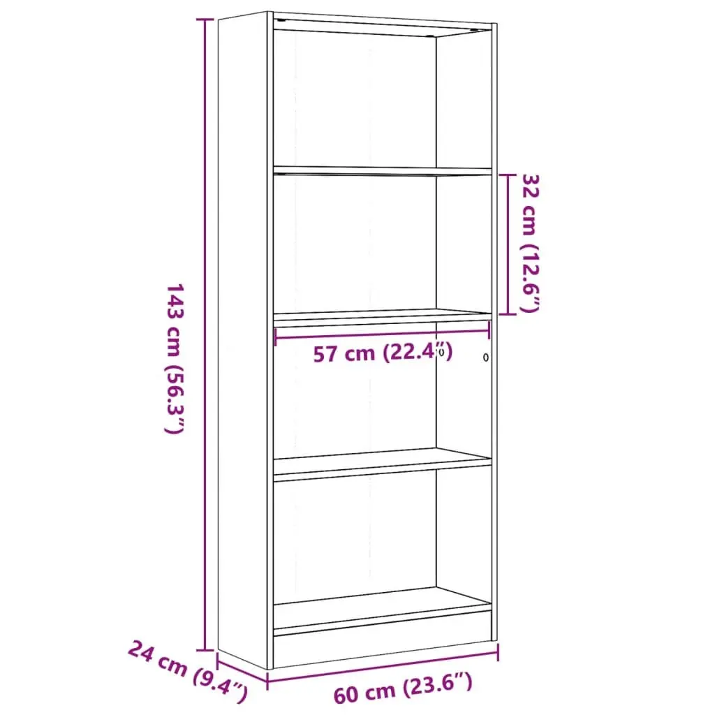 Bookcase Storage Shelving Unit Open Compartments Brown Standing Shelf Home
