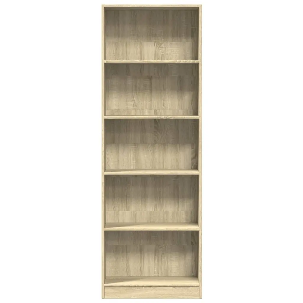 Bookcase Sonoma Oak 60x24x176 cm Engineered Wood Storage Shelving Unit Brown