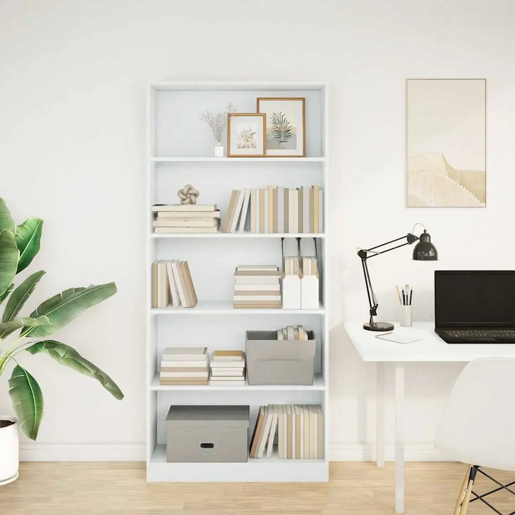 Bookcase Open Compartments White 80x24x176 cm Storage Shelving Unit Home Office