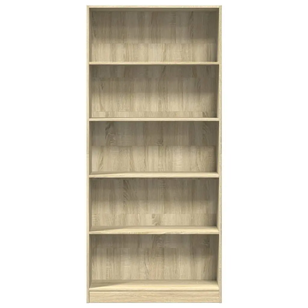 Bookcase Open Shelving Storage Cabinet Engineered Wood Sonoma Oak 80x24x176cm