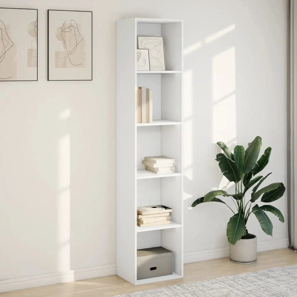 Bookcase White Open Shelves 40x30x189 cm Storage Cabinet Living Room Bedroom