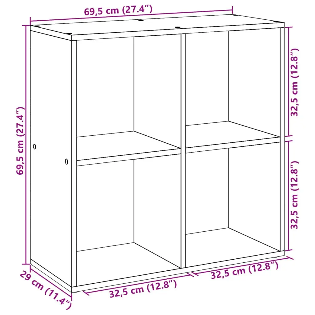Room Divider Bookcase White 69.5x29x69.5 cm Cube Storage Shelving Unit Bookshelf