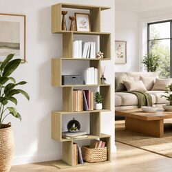 Your Friendly 6-Tier Brown Room Divider Bookcase
