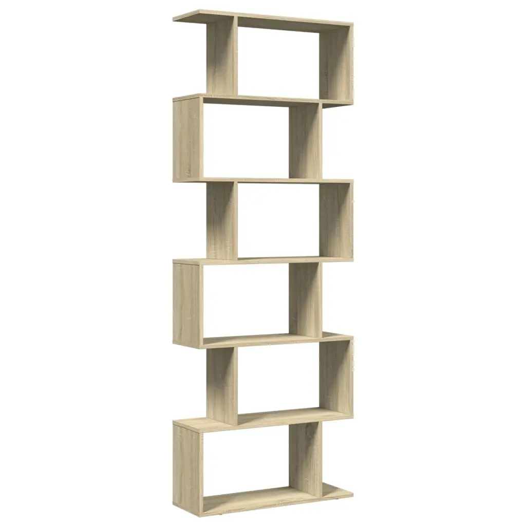 Room Divider Bookcase 6-Tier Shelving Unit Storage Organizer Brown 70x24x193cm