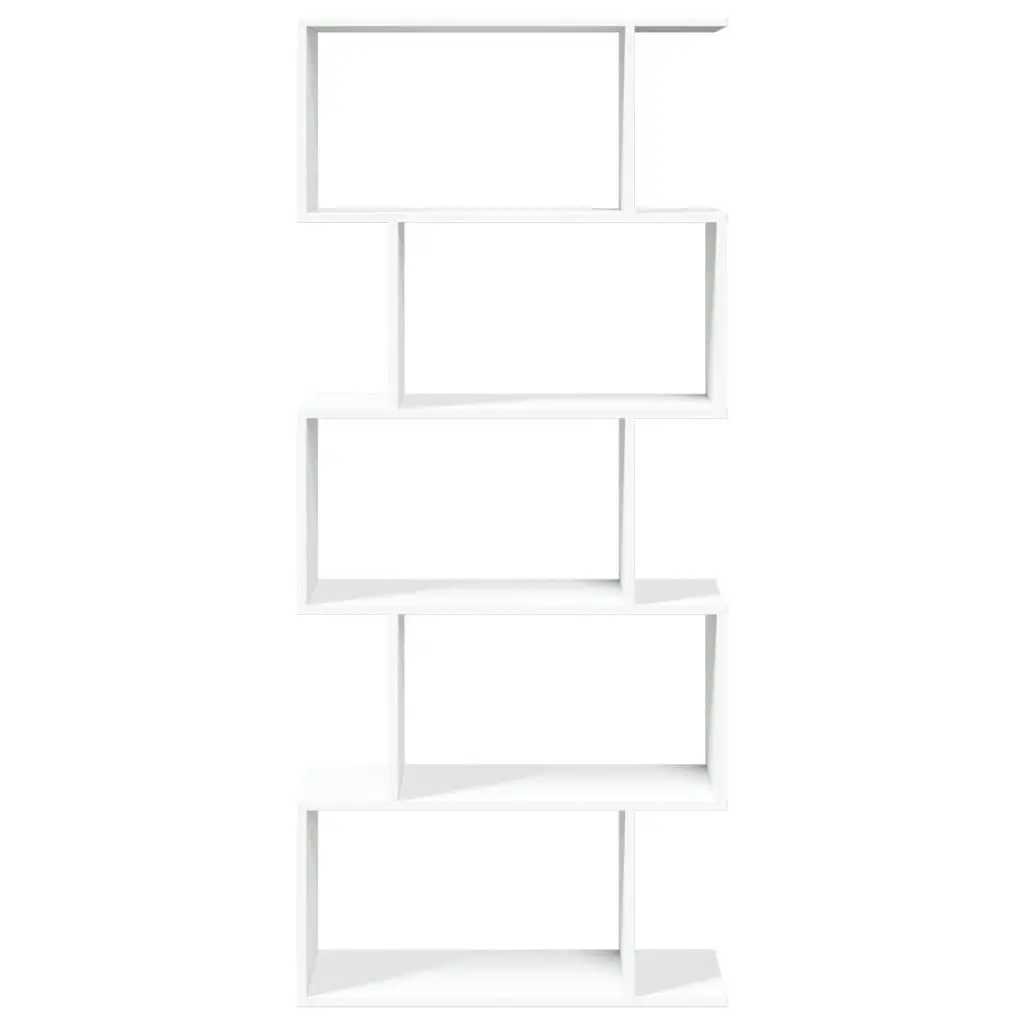 Room Divider Bookcase 5-Tier White Engineered Wood Shelving Unit 70x24x161cm