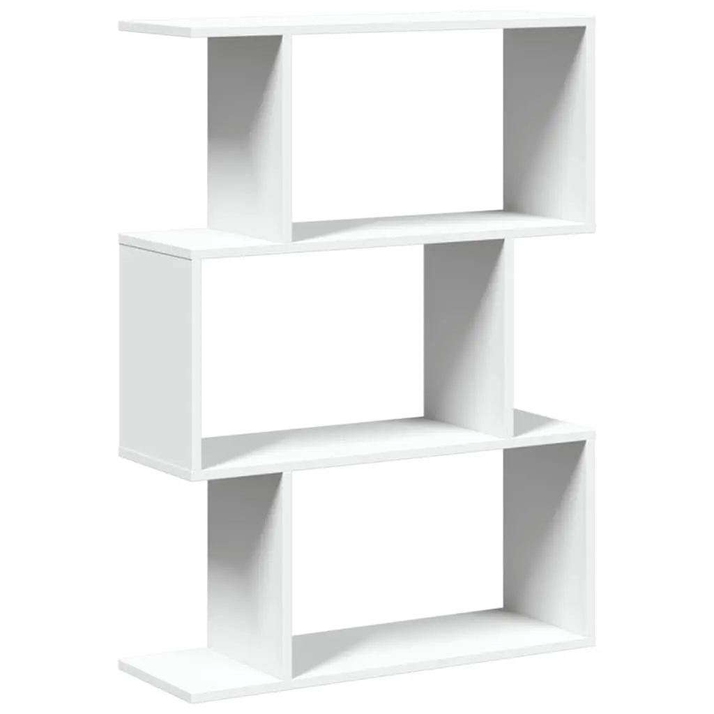 Room Divider Bookcase 3-Tier White Engineered Wood Storage Shelving Unit