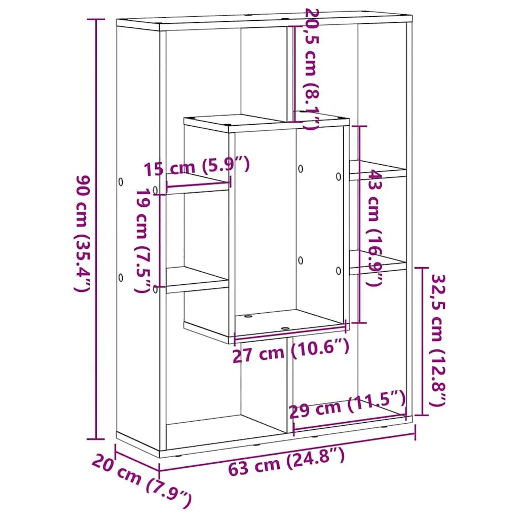 Bookcase White 63x20x90 cm Engineered Wood Storage Shelving Unit Display Shelf