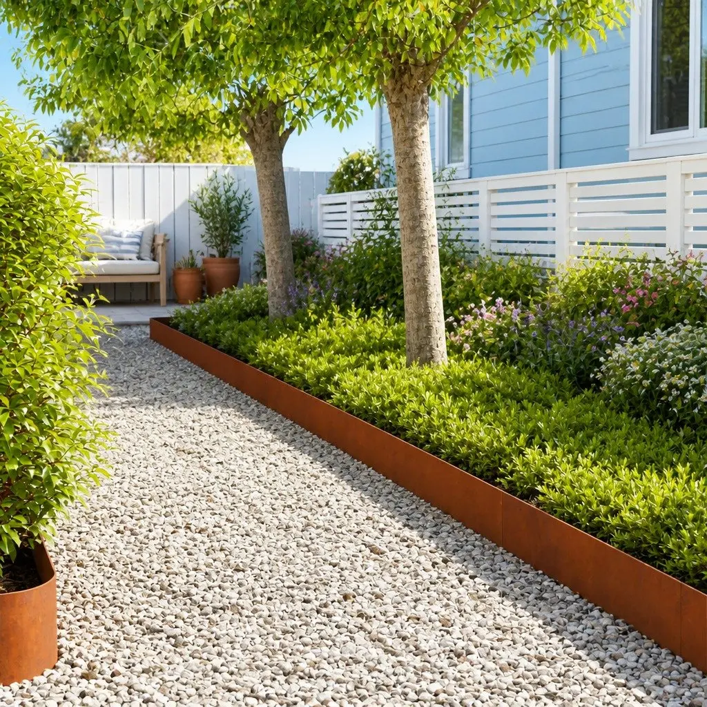 Garden Lawn Edging Border Flexible Weathering Steel 20x103cm 30 Piece