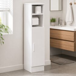 User-Friendly Bathroom Cabinet with Built-in Roll Holder
