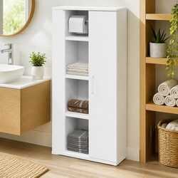 Your New White Bathroom Cabinet with Roll Holder 39x22x90cm