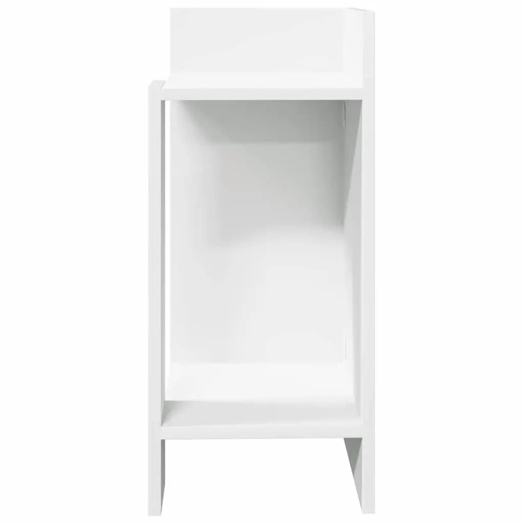 End Table Open Shelf White Minimalist 25.5 x 27 x 60 cm