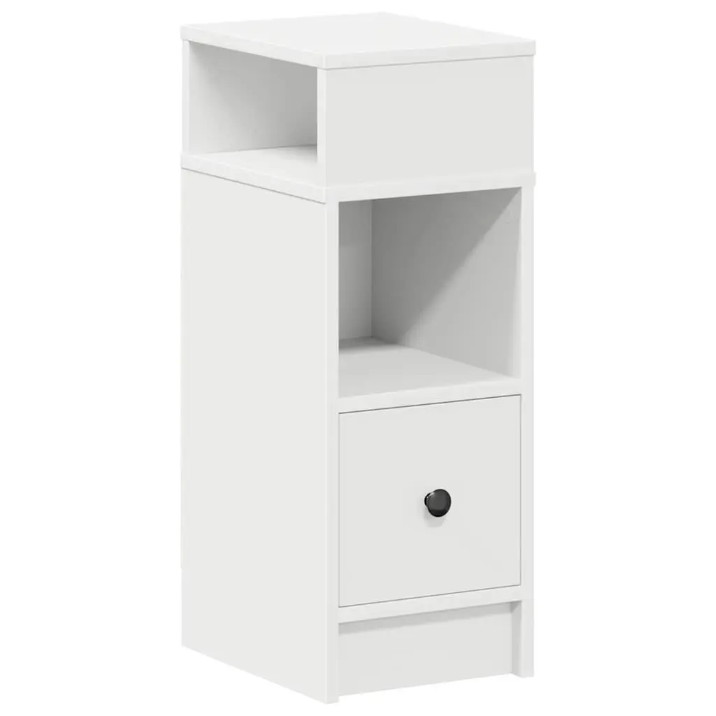 Bedside Cabinet White with Drawer and Open Compartments 25x31x66cm