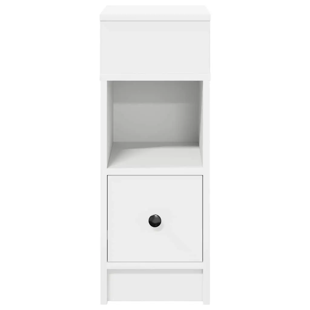Bedside Cabinet White with Drawer and Open Compartments 25x31x66cm