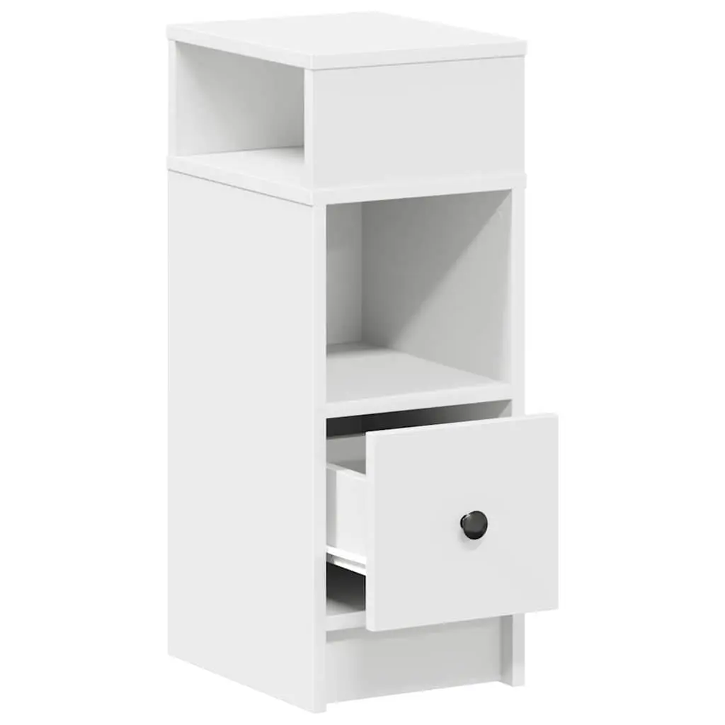 Bedside Cabinet White with Drawer and Open Compartments 25x31x66cm