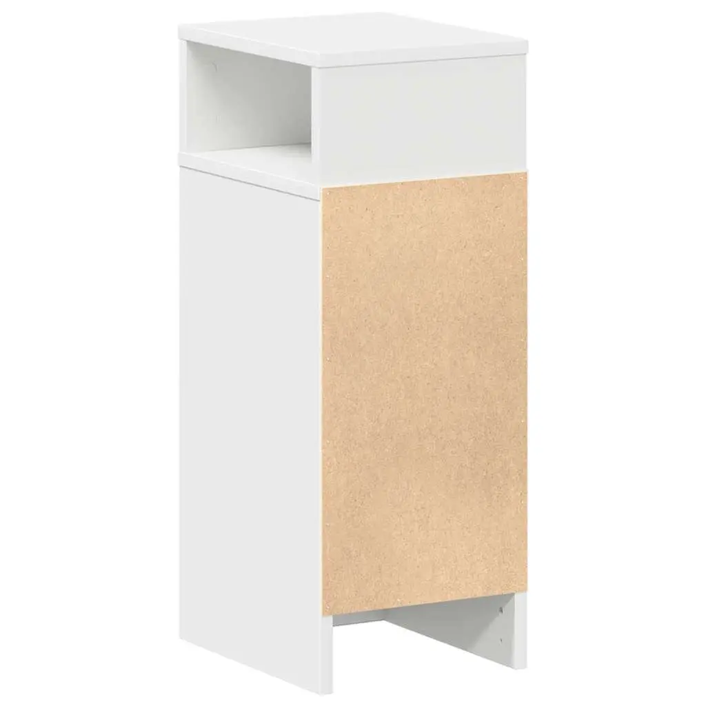 Bedside Cabinet White with Drawer and Open Compartments 25x31x66cm