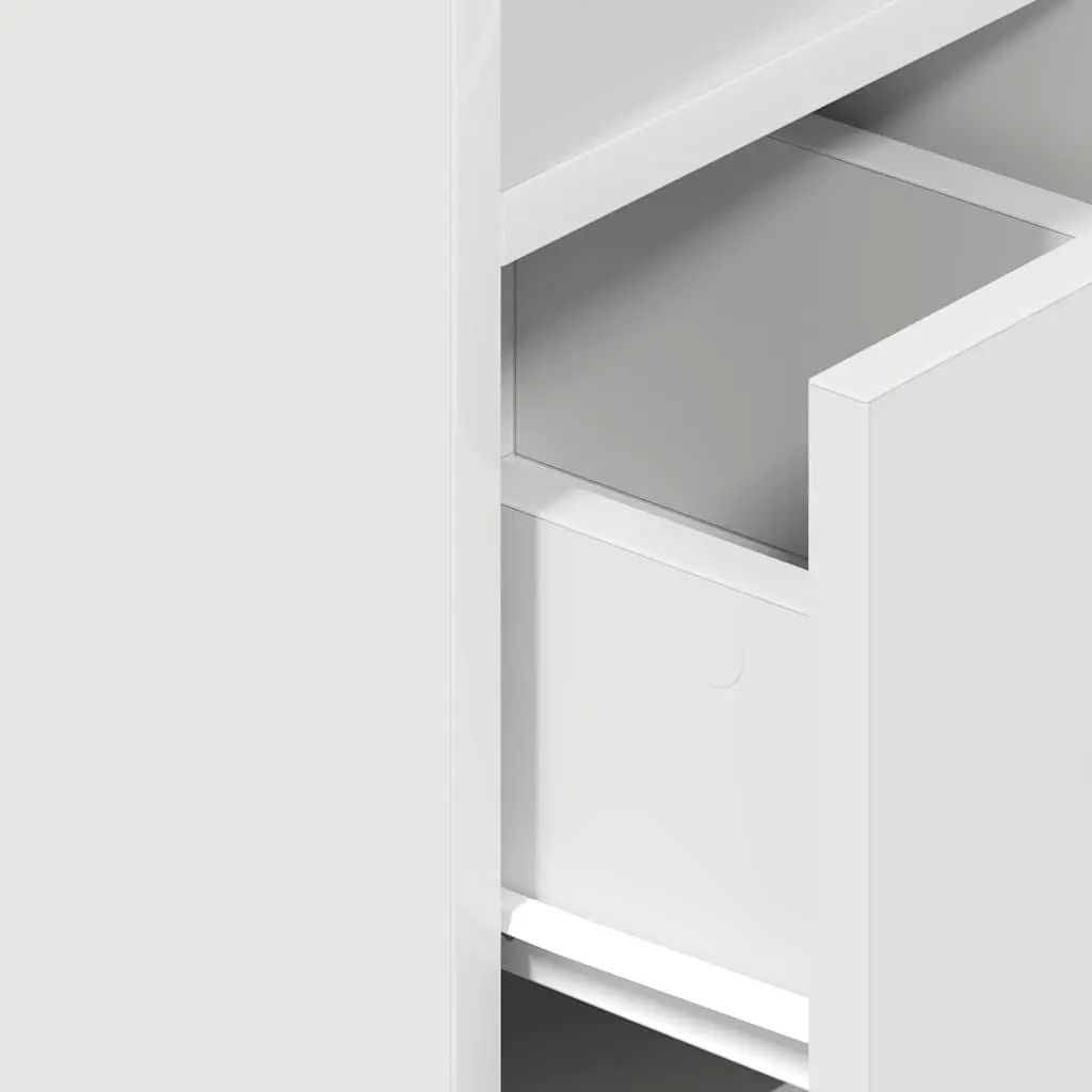 Bedside Cabinet White with Drawer and Open Compartments 25x31x66cm