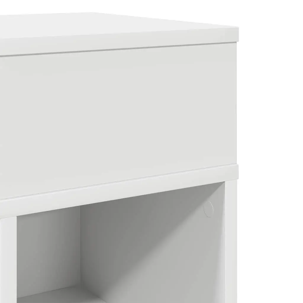 Bedside Cabinet White with Drawer and Open Compartments 25x31x66cm