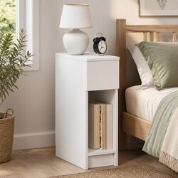 Friendly White Nightstand with Storage Options