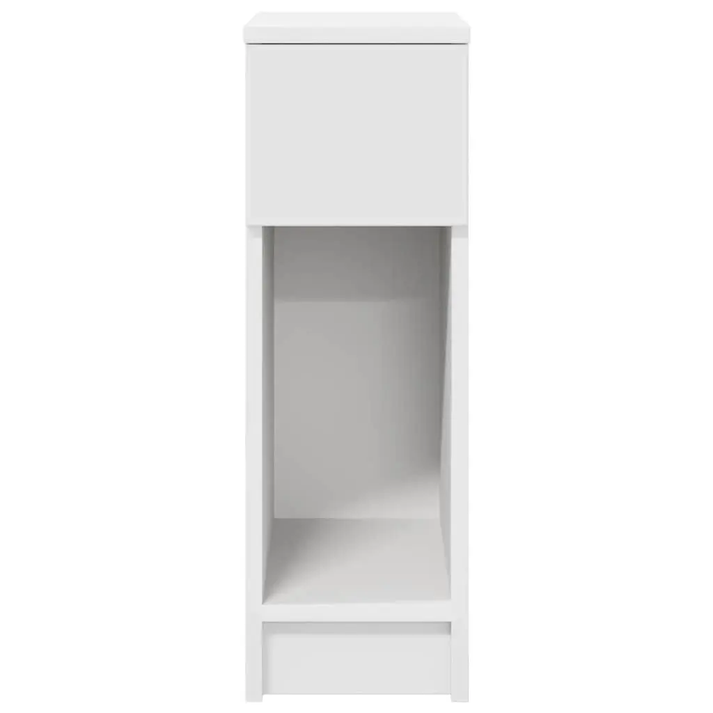 Bedside Table White Storage Cabinet with Drawer 20x36x60cm