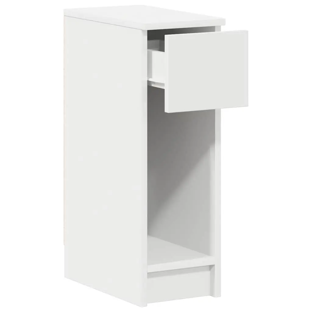 Bedside Table White Storage Cabinet with Drawer 20x36x60cm