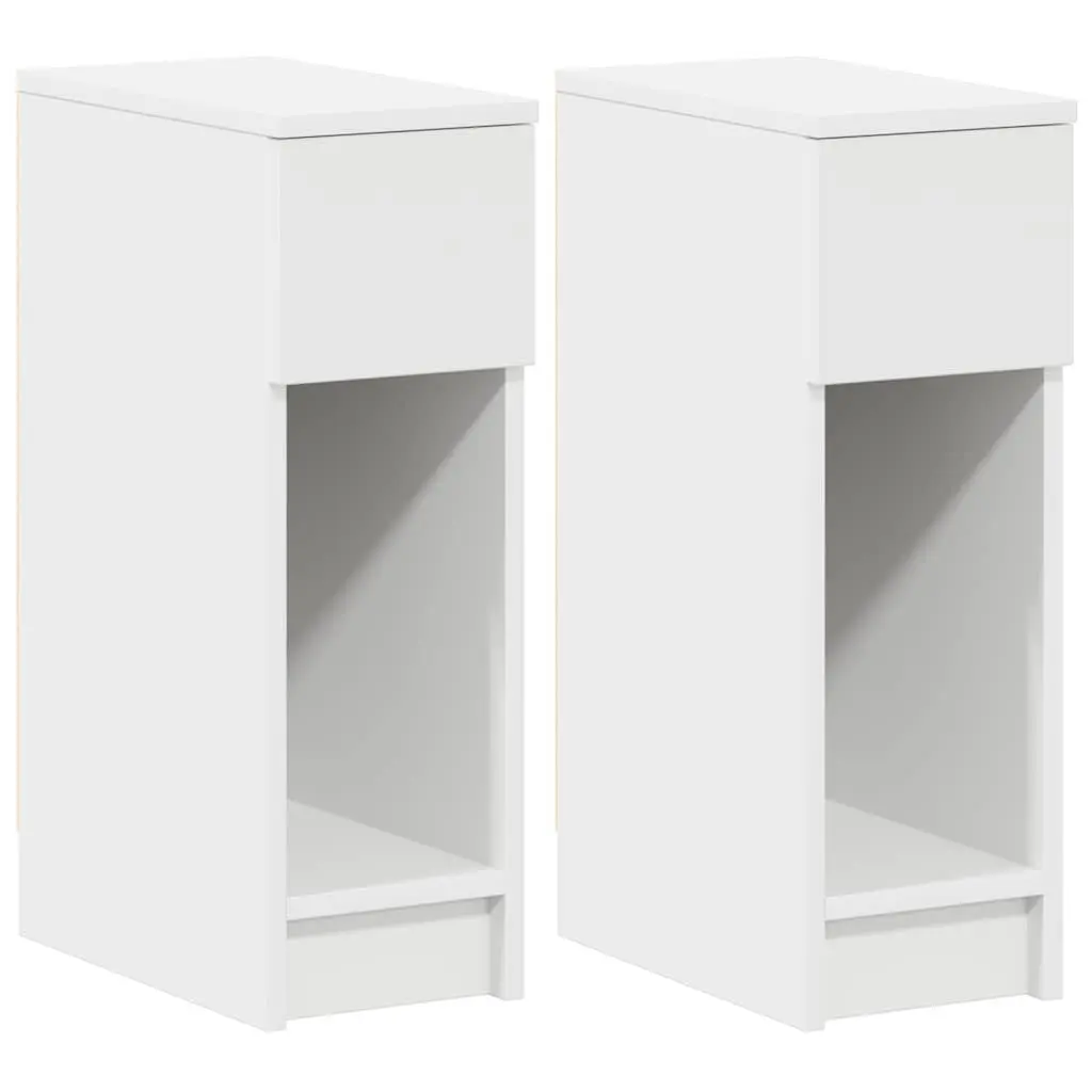 Bedside Cabinet with Drawer 2 pcs White Bedroom Storage Nightstand Furniture