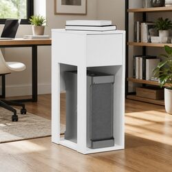 Computer Tower Stand with Drawer White Office Cabinet Storage 30x44x74cm