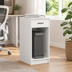 Computer Tower Stand with Drawer White Storage Cabinet PC Case Organizer