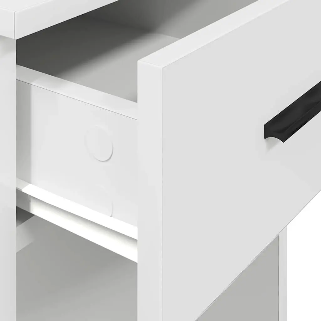 Computer Tower Stand with Drawer White Storage Cabinet 35 x 45 x 77 cm