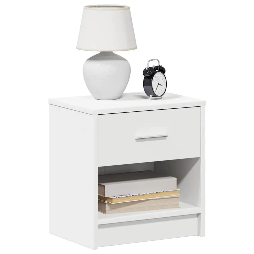 Bedside Table White Nightstand with Drawer 39x28x41cm