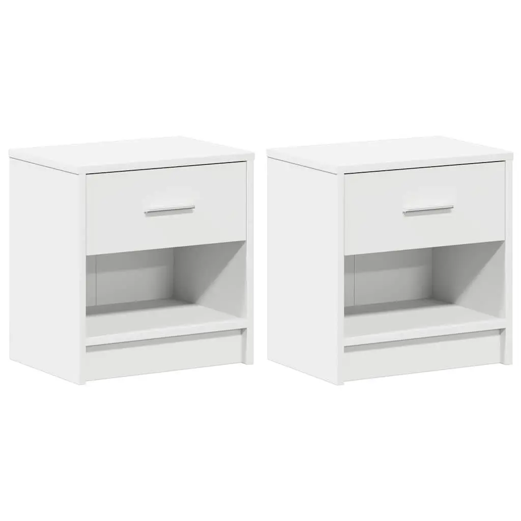 Bedside Cabinets Black 2 Piece with Drawer Open Compartment Nightstand Storage
