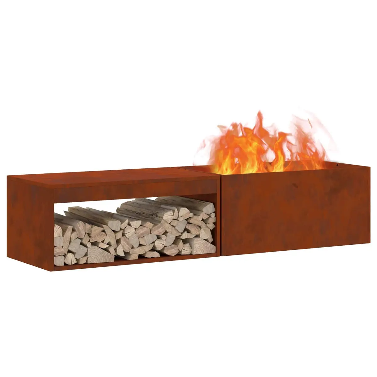 Rectangular Outdoor Fire Pit Industrial Weather-Resistant 160cm