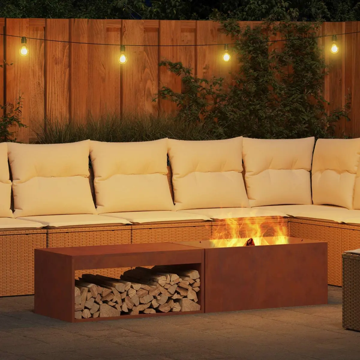 Rectangular Outdoor Fire Pit Industrial Weather-Resistant 160cm