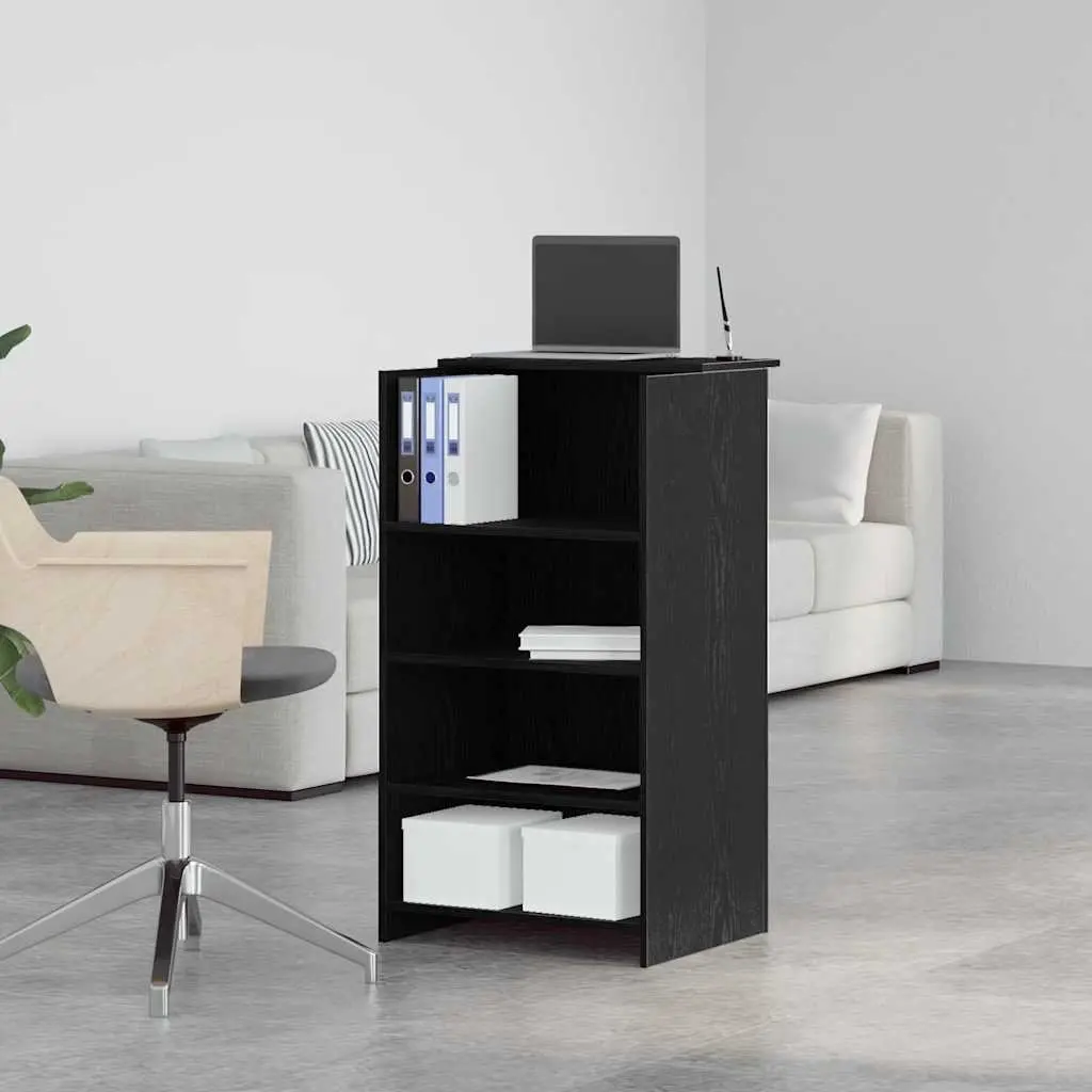 Reception Desk Black 55x50x103.5 cm with Counter Storage Shelf Office Furniture