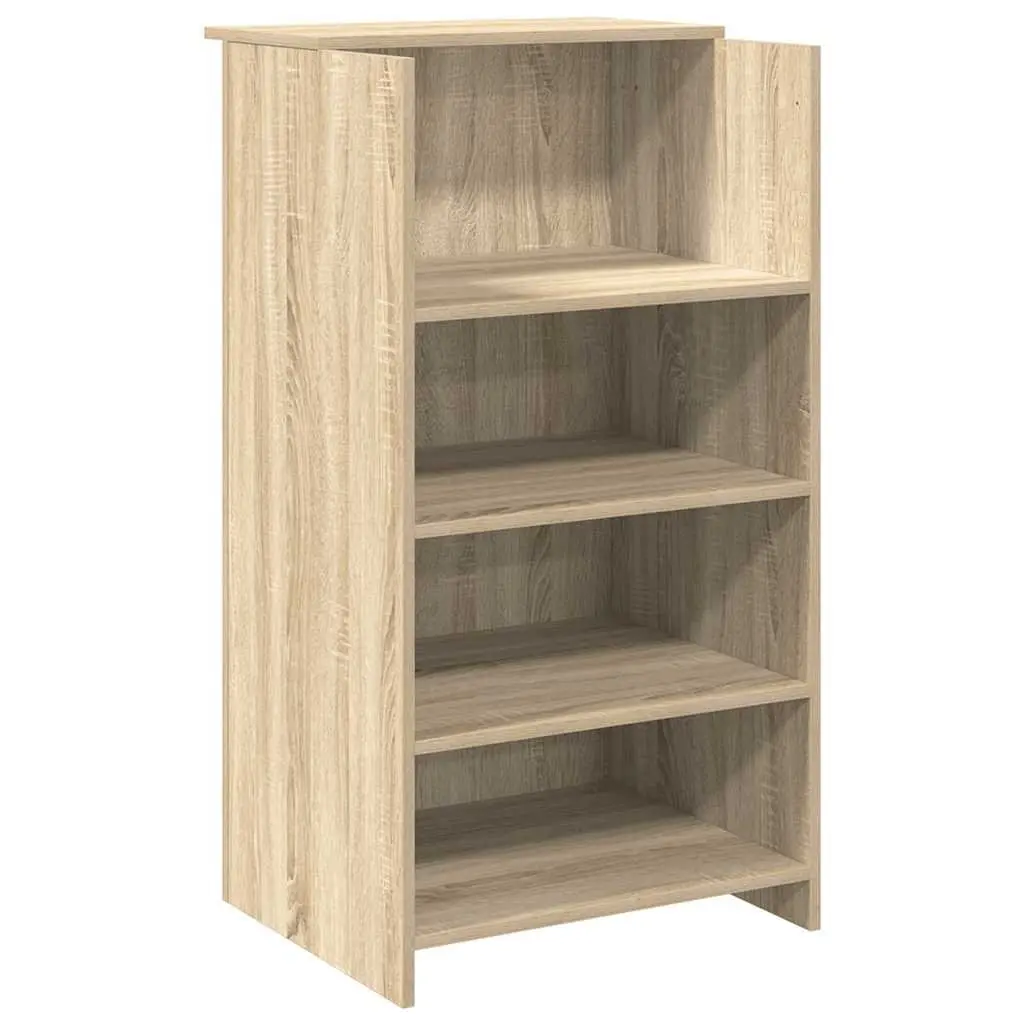 Office Counter Reception Desk Brown Engineered Wood with Integrated Shelf 55x50x103.5cm
