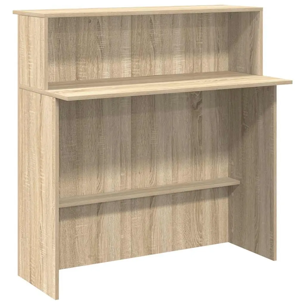 Reception Desk Engineered Wood Sonoma Oak Brown 100W x 50D x 103.5H cm