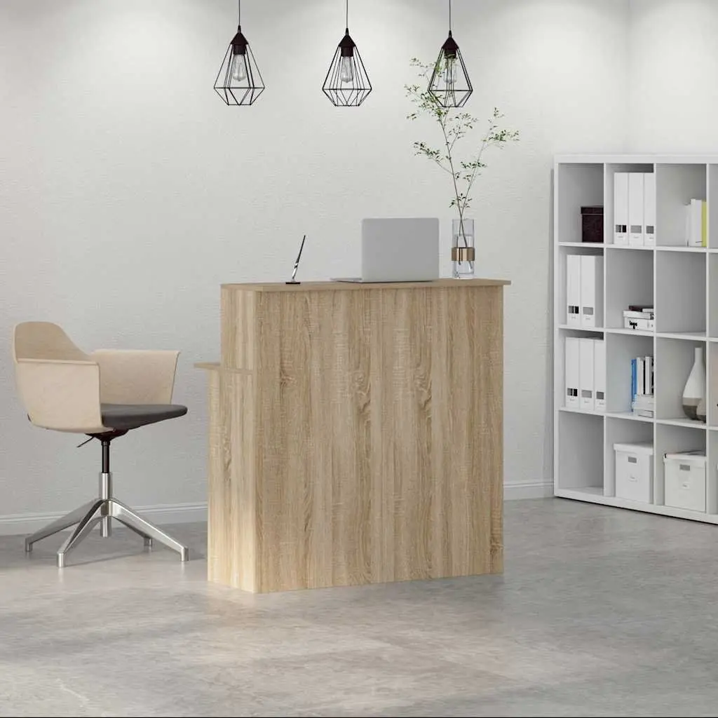 Reception Desk Engineered Wood Sonoma Oak Brown 100W x 50D x 103.5H cm