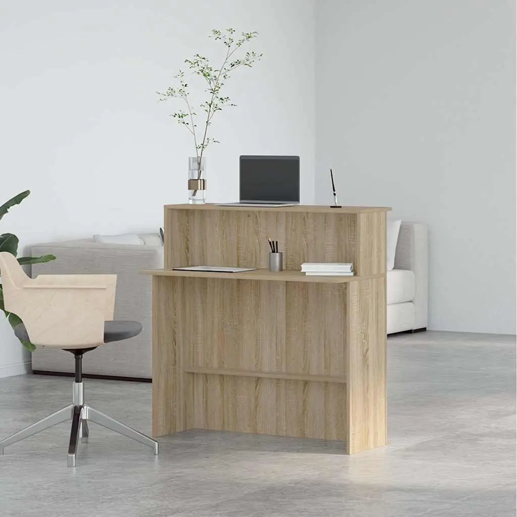 Reception Desk Engineered Wood Sonoma Oak Brown 100W x 50D x 103.5H cm